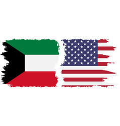 United States And Kuwait Grunge Flags Connection