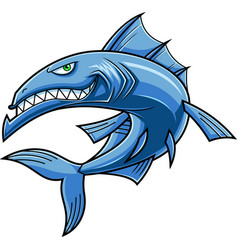 Angry Barracuda Fish Cartoon Character