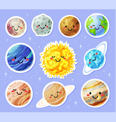 Planet Stickers Cartoon Planets With Cute Faces