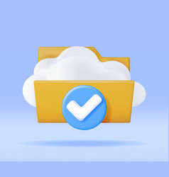 3d Cloud In Folder With Checkmark