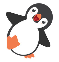 Cute Penguin Cartoon Icon Flat