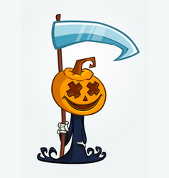 Grim Reaper Pumpkin Head Cartoon Character