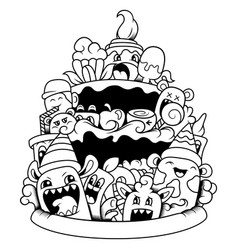 Hand Drawn Of Cute Cake Doodle