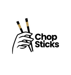 Hand Hold Chop Stick Logo Icon