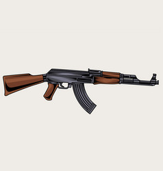 Ak 47 Machine Gun On White Background