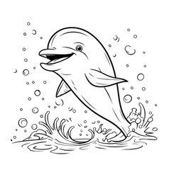 Dolphin In The Sea Coloring Book For Children