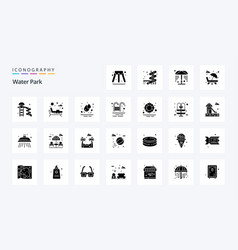 25 Water Park Solid Glyph Icon Pack