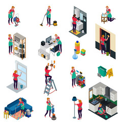 Cleaning Services Isometric Set