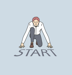 Motivated Businessman Get Ready At Start