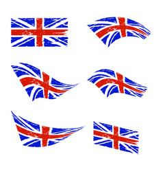 Wavy United Kingdom Flag Set Red And Blue