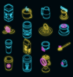 Decaffeinated Coffee Icons Set Neon