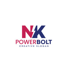 Letter N K Electric Power Bolt Logo