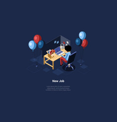 New Job Concept Isometric