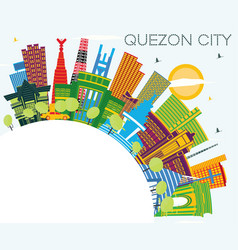 Quezon City Philippines City Skyline With Color