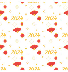 Seamless Pattern Chinese Fan Red Cute 2024