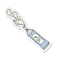 Sticker Of A Cartoon Toothpaste Squirting