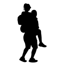 Boy Carries Girl On His Back Silhouette