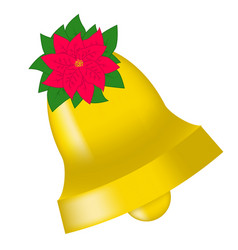 Christmas Bell With Poinsettia Flower