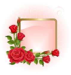 Round banner with pink roses Royalty Free Vector Image