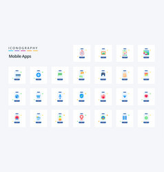 25 Mobile Apps Flat Color Icon Pack