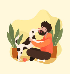 Hand Drawn Man With Cute Dog