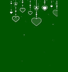 Hanging Hearts Green Festive Background