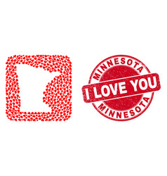 Love Watermark Seal And Minnesota State Map Heart