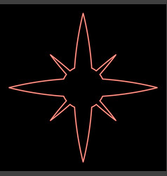 Neon Star Spark Red Color Image Flat Style