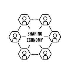 Thin Line People Union Like Sharing Economy Icon