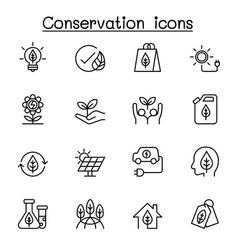 Conservation Icon Set In Thin Line Style