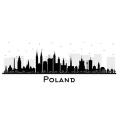 Poland City Skyline Silhouette With Black