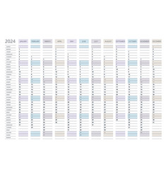 Vertical 2024 Calendar English Language