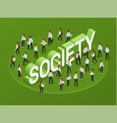 Society Isometric Green Background