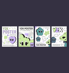 Y2k Vibe Posters With Heart And Cloud Shape Emoji