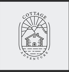 Cabin Cottage House Logo Line Art Template