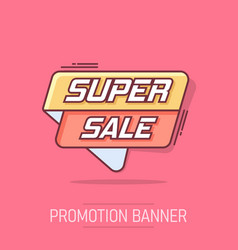 Cartoon Super Sale Banner Icon In Comic Style