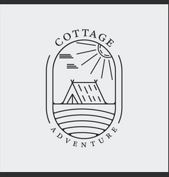 Cabin Cottage House Logo Line Art Template