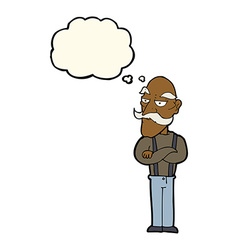 Cartoon Bored Old Man With Thought Bubble