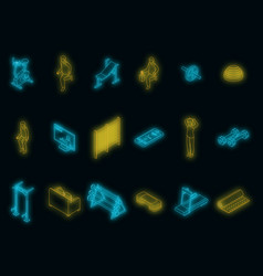 Home Gym Icons Set Neon