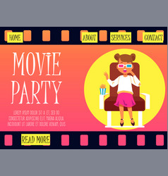 Kids Movie Party Web Page Mockup With Child