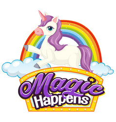 Unicorn Cartoon Character With Miracles Happen