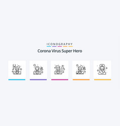 Corona Virus Super Hero Line 5 Icon Pack