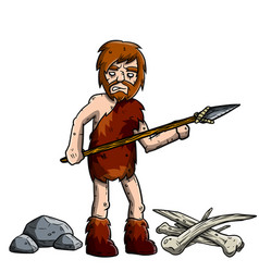 Cave Primitive Man And Weapons