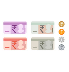 Rupee India Indian Bank Notes Currency Icon Set