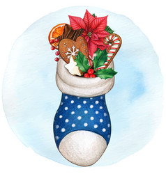 Watercolor Hand Drawn Christmas Stocking Full