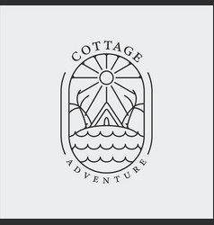 Cabin Cottage House Logo Line Art Template