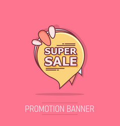 Cartoon Super Sale Banner Icon In Comic Style