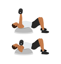 Man Doing Bosu Ball Chest Dumbbell Press Flat