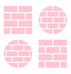 Set Of Pink Round And Square Brick Wall Icons