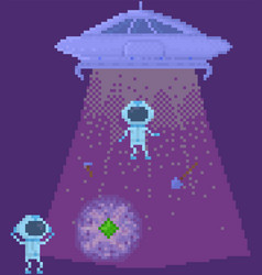 Ufo On Spaceship Space Pixel Game Design Layout